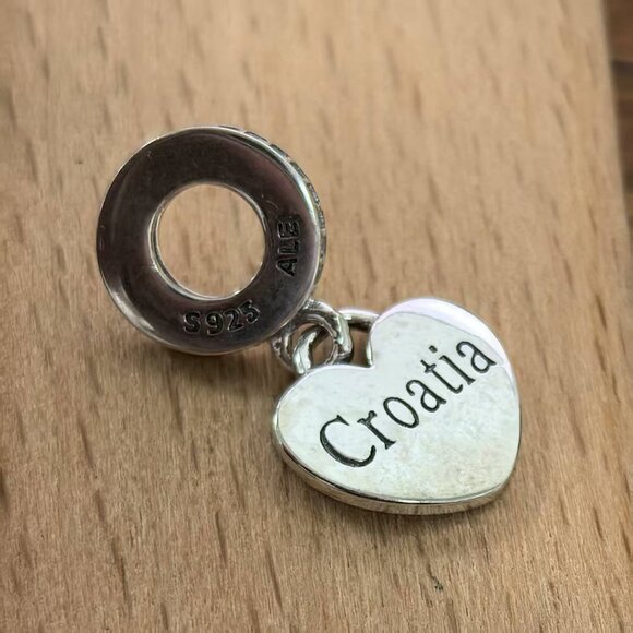 Pandora Croatia Croatian Flag heart Bead Charm, S925 Silver Bracelets - Picture 4 of 4